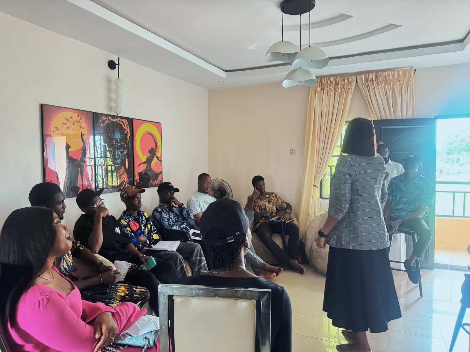 An FDD Academy session in the studio, the room full