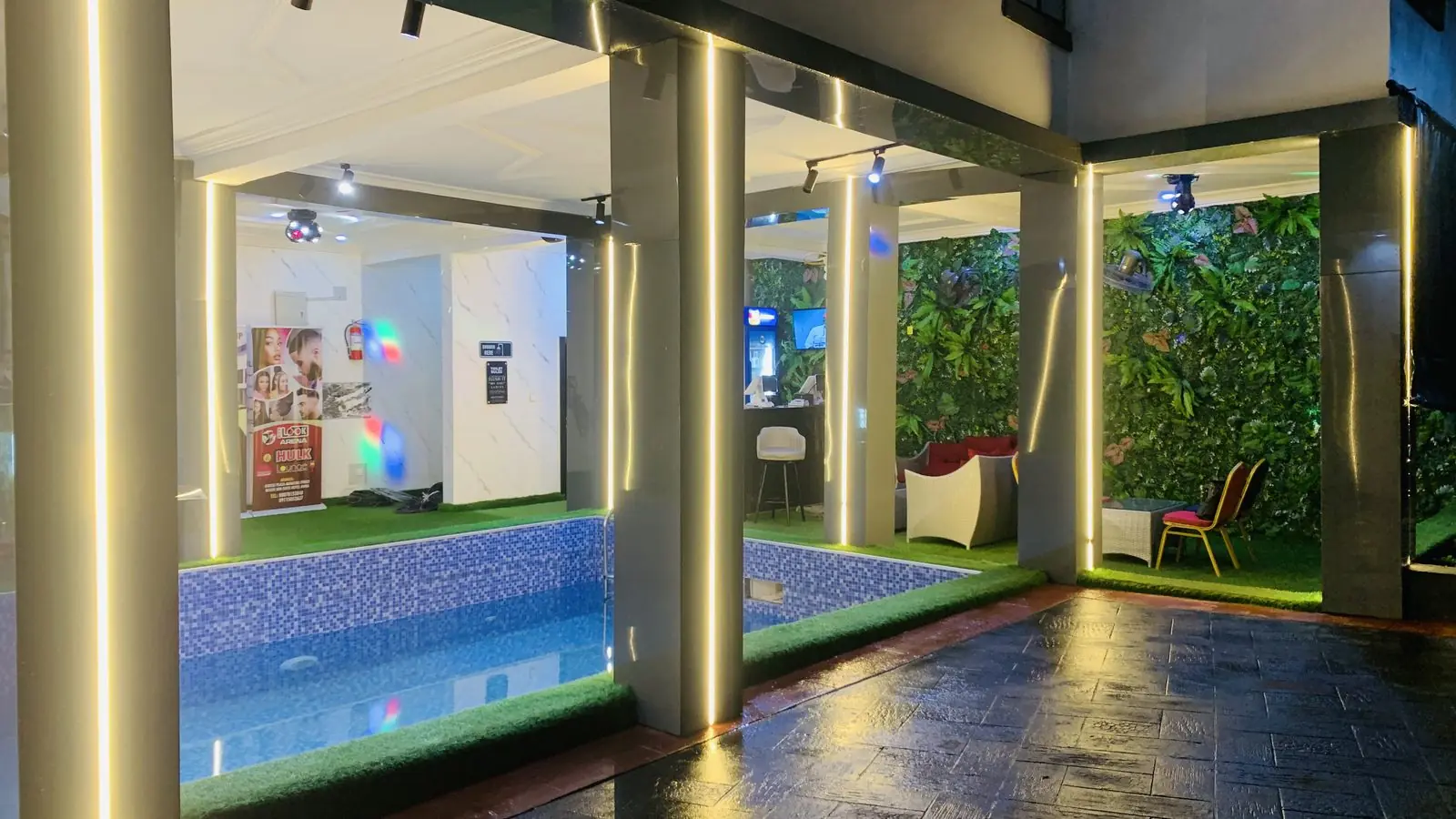 Priestley Apartments — pool level, as delivered