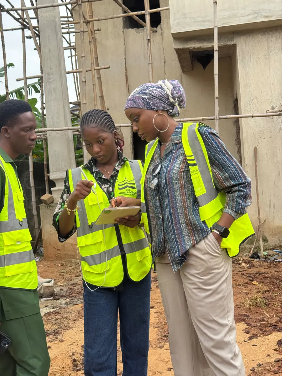 Reviewing drawings on site